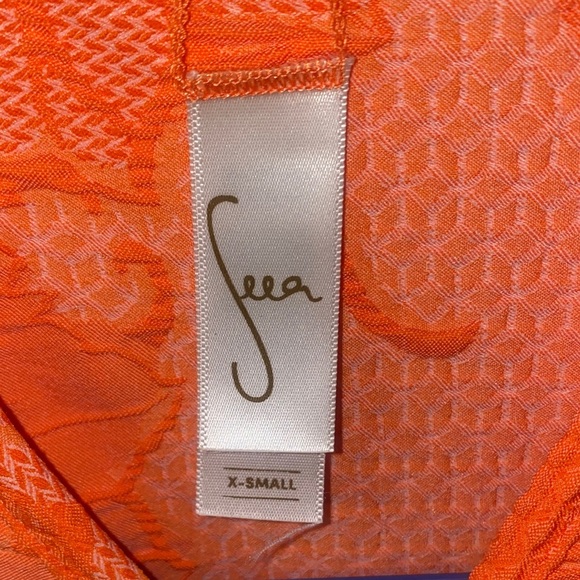 Free people Crop spf30 sun Top Rash Guard rashguard long sleeve surf orange NEW - Picture 5 of 12